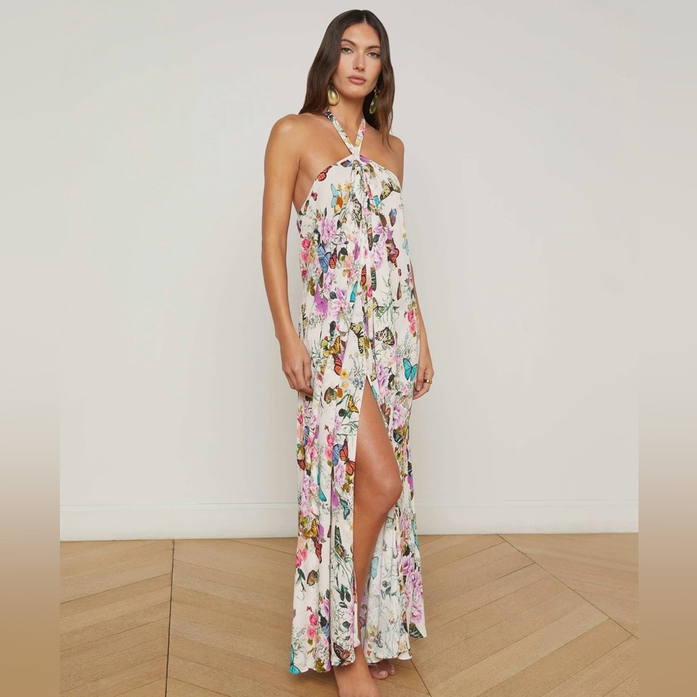 L'AGENCE Geneva Cover-Up Dress VINTAGE WHITE MULTI CHARONDA BUTTERFLY